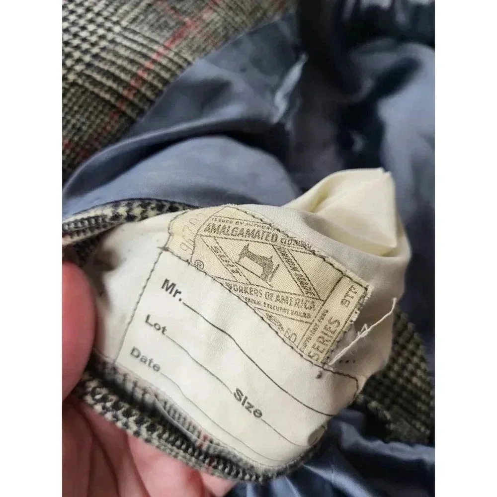 Vintage Mens Burberry Double Breasted Blazer Gray 100% Wool Plaid Lined Notch 42 - Picture 8 of 10